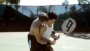 Tennis instructor gets a hard-on for twink and fucks him