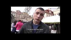 Dirty Czech twink sucks a fat dick for some cash